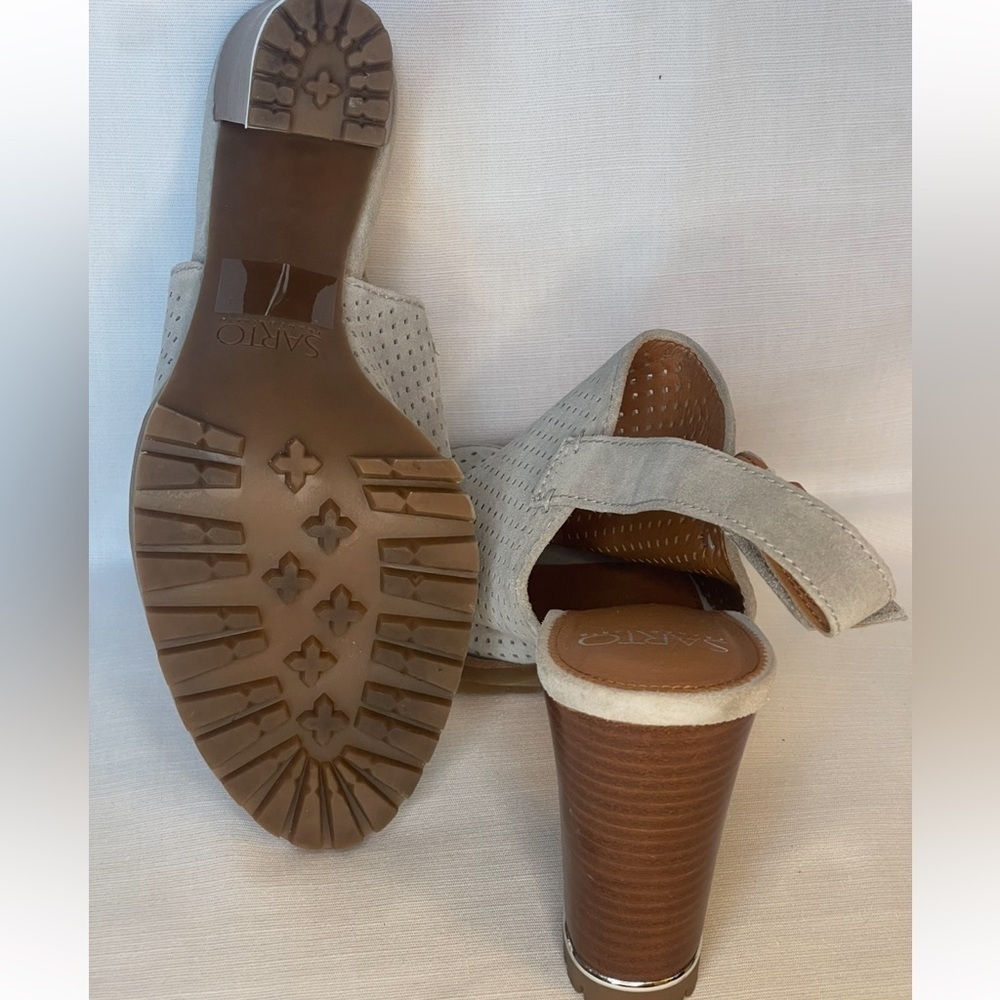 Franco Sarto Analise Gray Suede Heeled Sandal Size 8 Medium - Picture 11 of 11
